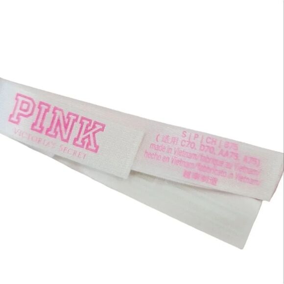 Victoria's Secret Pink Lace T-Strap Logo Bralette in Baby Blue Size Small - Picture 7 of 11